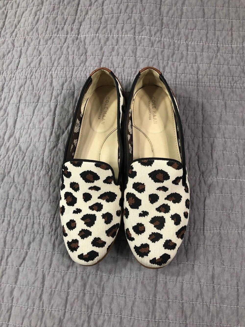Cole Haan Women 8.5 Grand Series Cheetah Leopard Knit Loafers Flats - Picture 8 of 16
